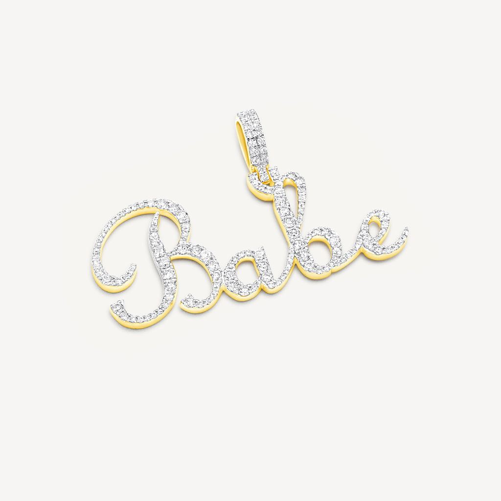 Gold Presidents Custom VVS Diamond Pendant 10k Yellow Gold / 9 Letters Custom Script Diamond Name Pendant