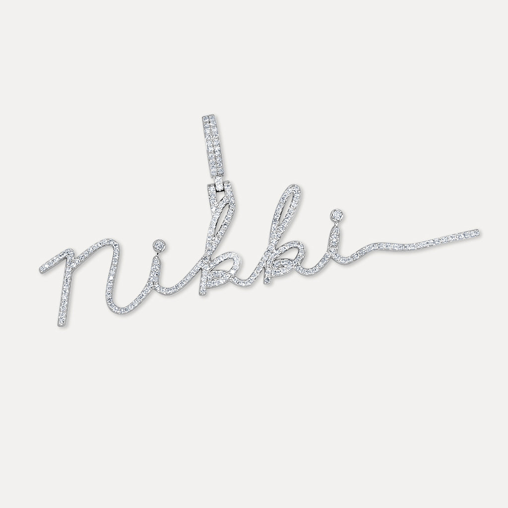 Gold Presidents Custom VVS Diamond Pendant Custom Cursive Diamond Name Pendant