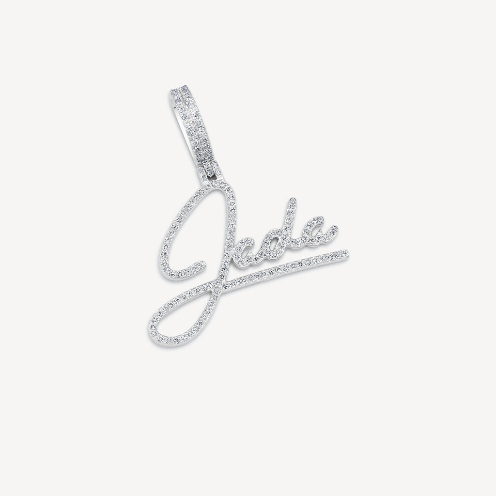 Gold Presidents Custom VVS Diamond Pendant Custom Cursive Diamond Name Pendant