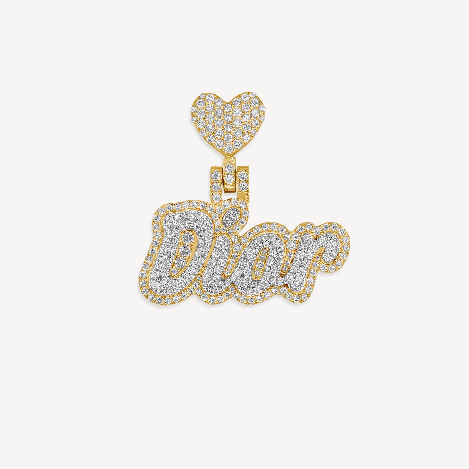 Gold Presidents Custom VVS Diamond Pendant Women's Custom Cursive Name Pendant (2-Layer)