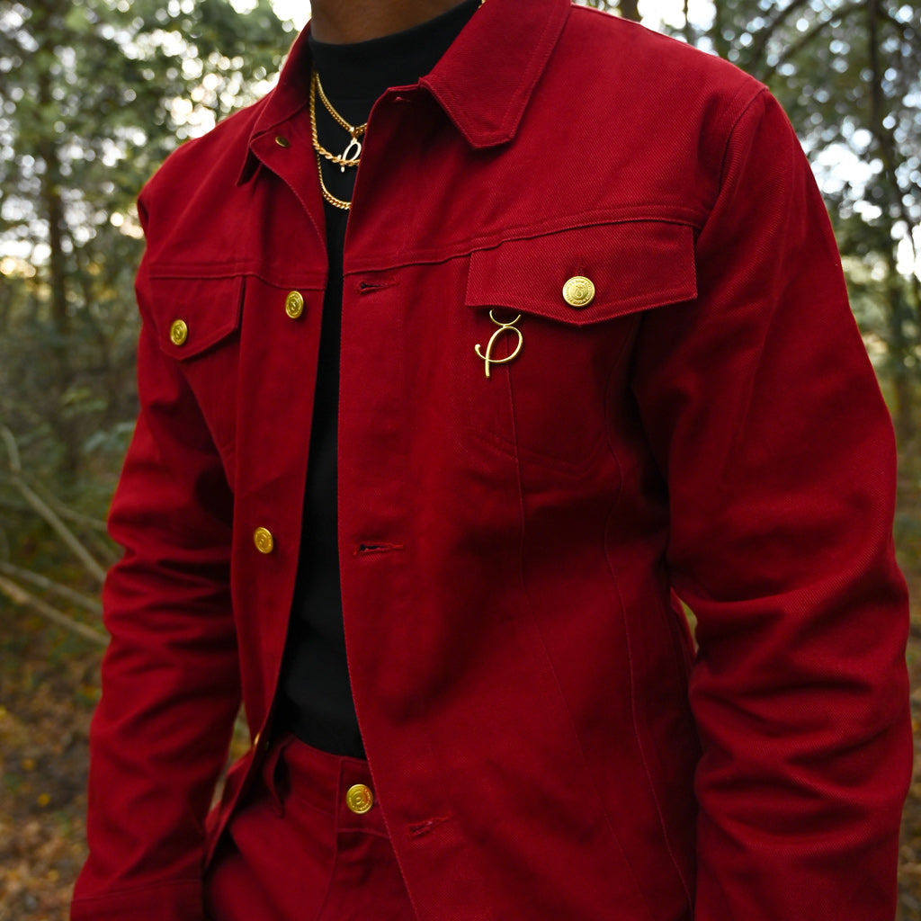Gold Presidents Denim Jacket PRES Signature Denim Jacket - Red