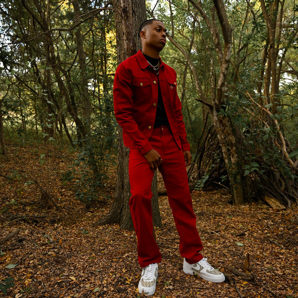 PRES Signature Denim Jacket - Red | Gold Presidents