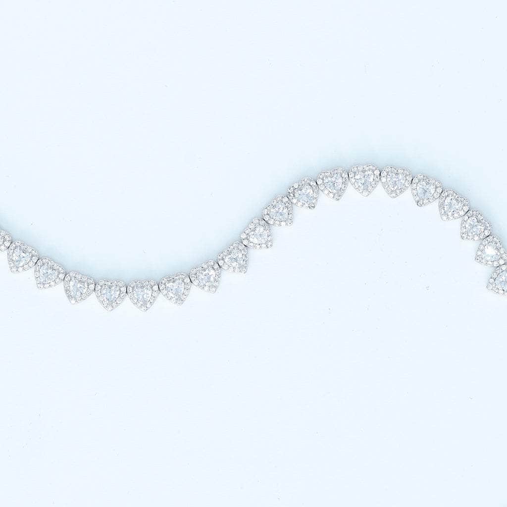 Gold Presidents Diamond Anklet White Gold Diamond Heart Tennis Anklet