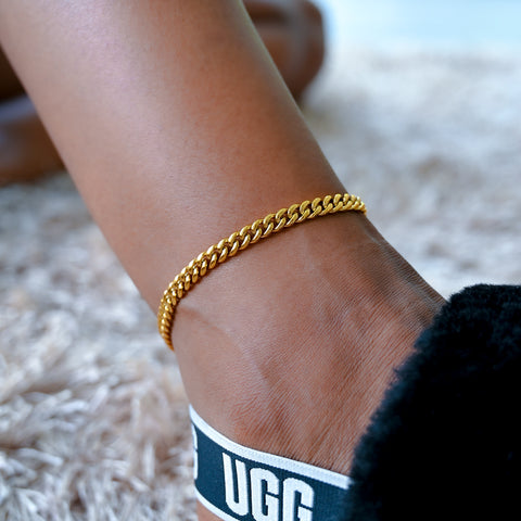 Tobillera Eslabón Cubano Oro 6mm