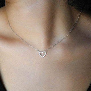Pendentif Mini Coeur Femme - Argent sterling / Blanc