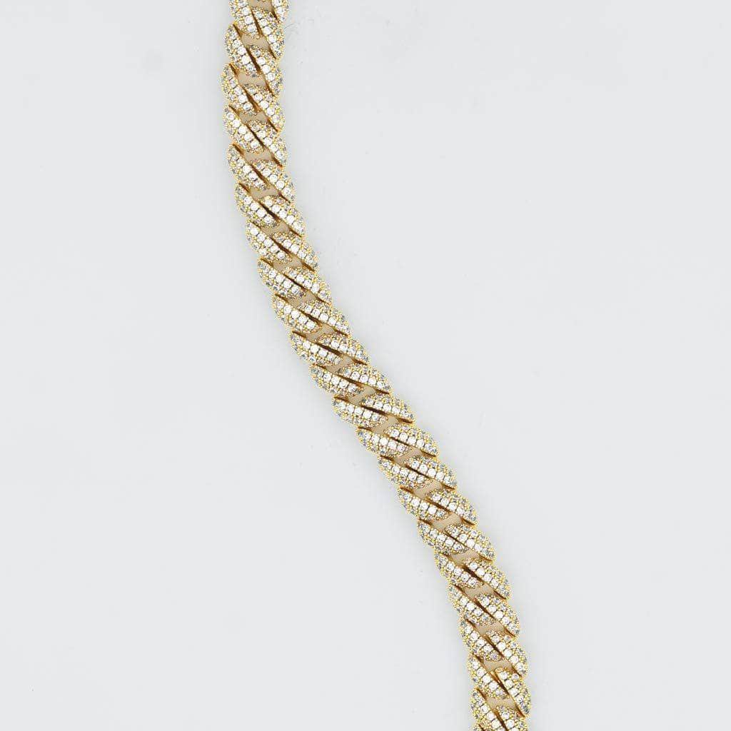 Diamond Cuban Link Bracelet 10mm in Yellow Gold - 7 Inches - Gold Presidents