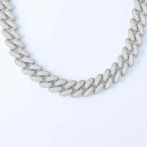 Diamond Cuban Link Chain (19mm) in White Gold