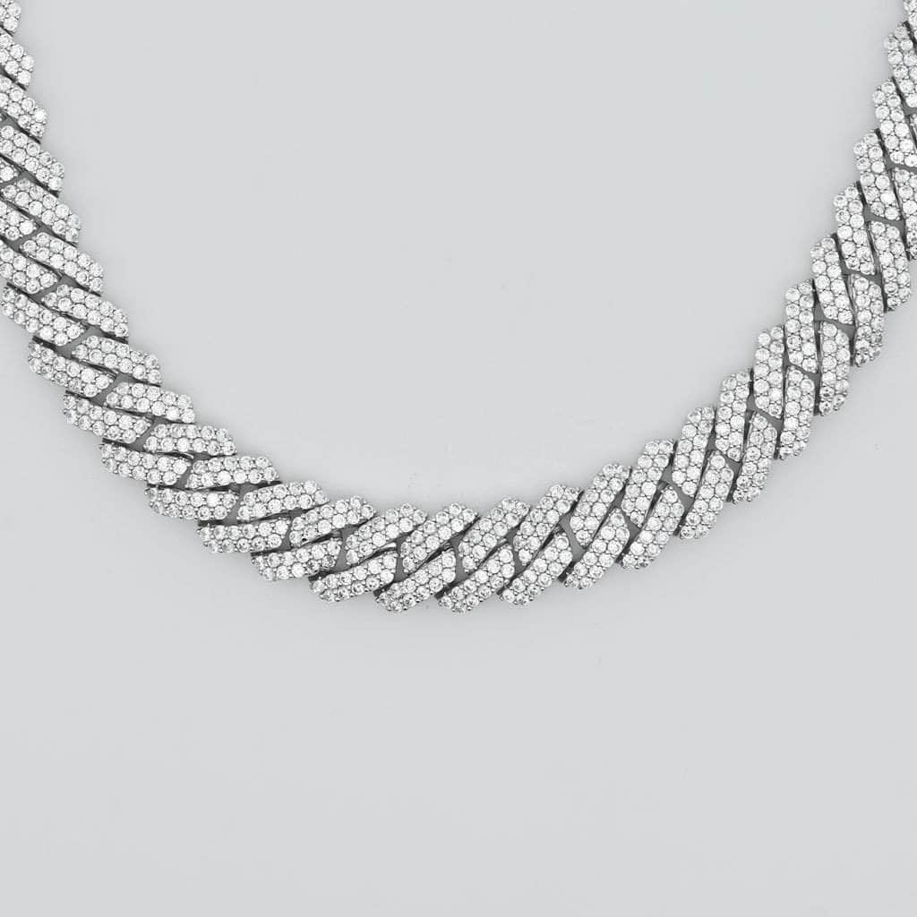 Gold Presidents Diamond Cuban Link Chain Diamond Prong Cuban Link Chain (19mm) in White Gold