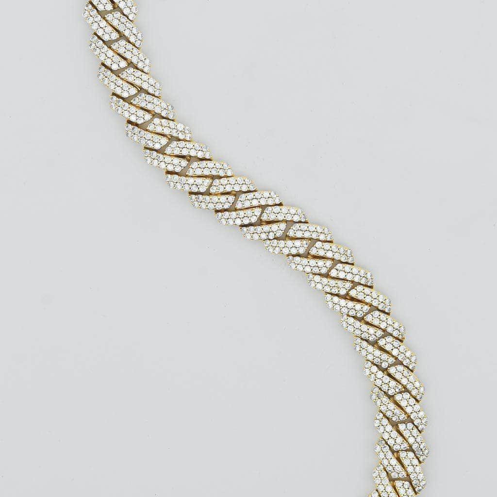 9mm Diamond Prong Cuban Link Chain - outlet Gold