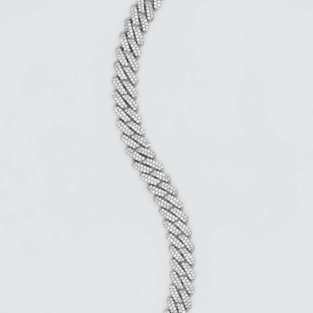 Diamond Cuban Link Bracelet 10mm in White Gold - 6 Inches - Gold Presidents