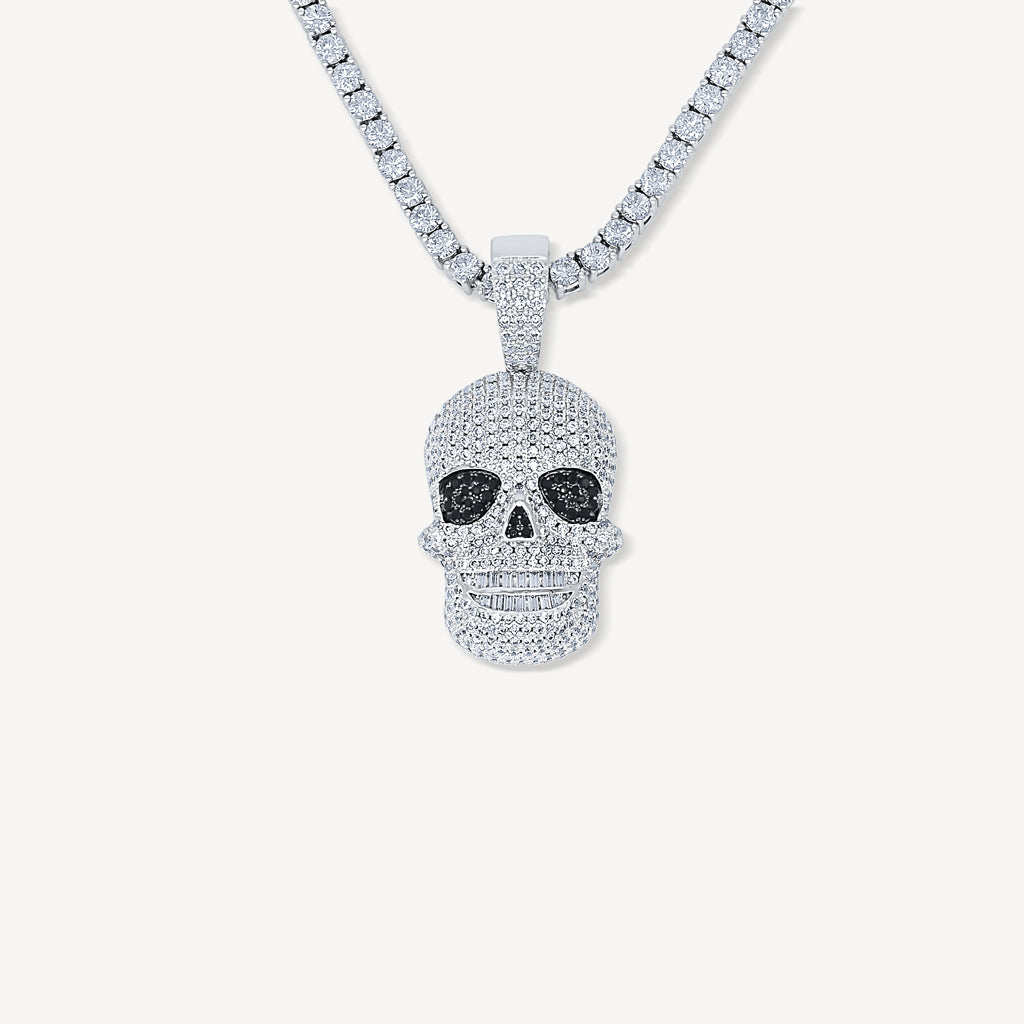 Gold Presidents Diamond Pendant 18" Rope Chain - 4mm Skull Necklace