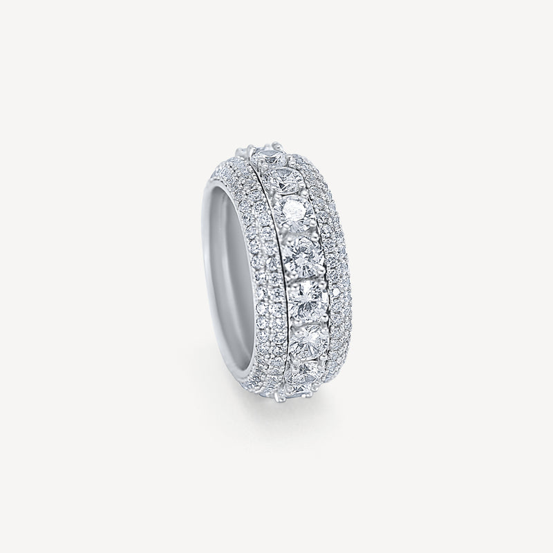 JewelryFresh 18k Gold Finish 5 Row Iced Out Eternity Ring – Lab Made Stones