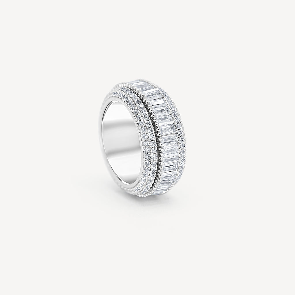 Gold Presidents Diamond Ring White Gold / 6 5 Layer Men's Baguette Ring