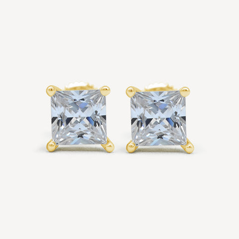 Boucles d'oreilles à tige en diamant taille princesse