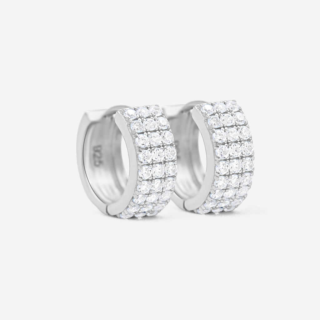 Gold Presidents Earrings Sterling Silver 3 Row Silver Hoop Earrings