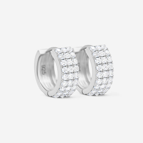 Boucles d'oreilles créoles en argent à 3 rangs