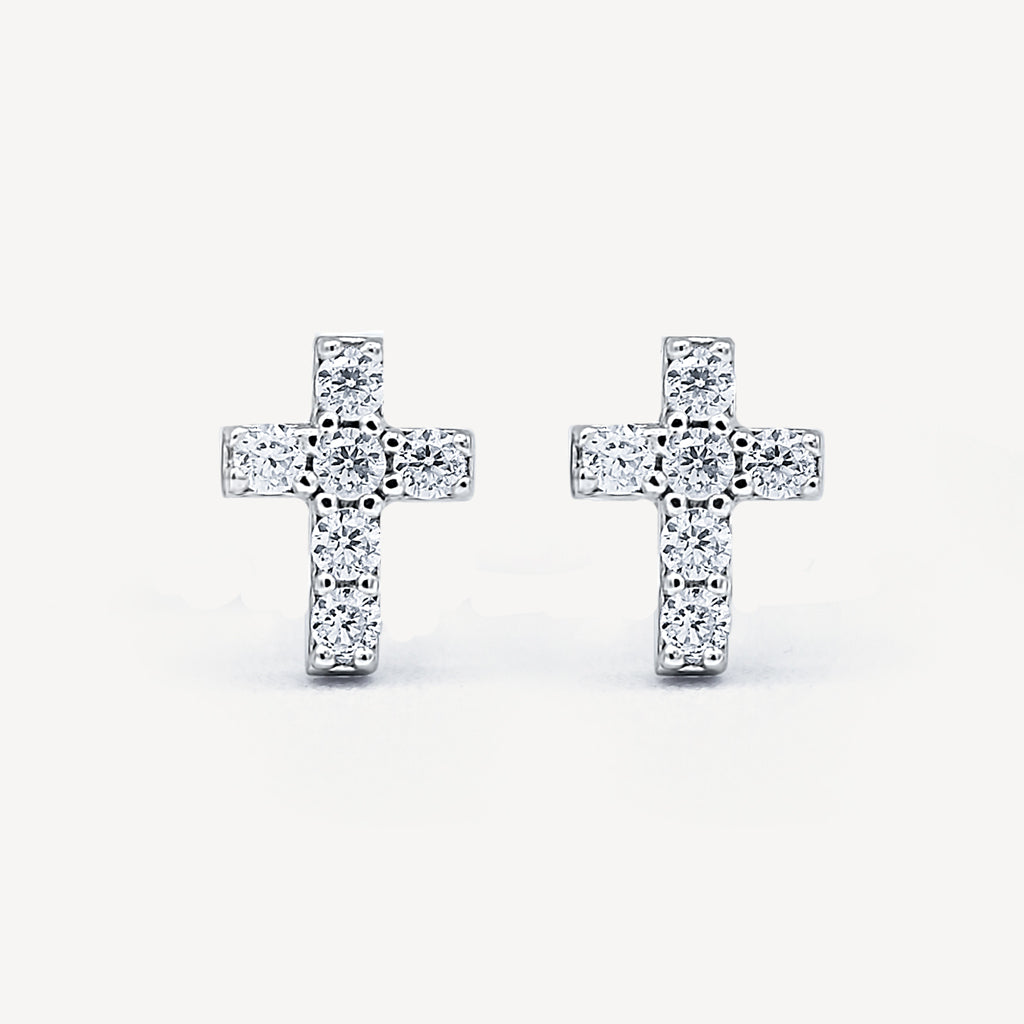 Gold Presidents Earrings Sterling Silver Silver Cross Stud Earrings