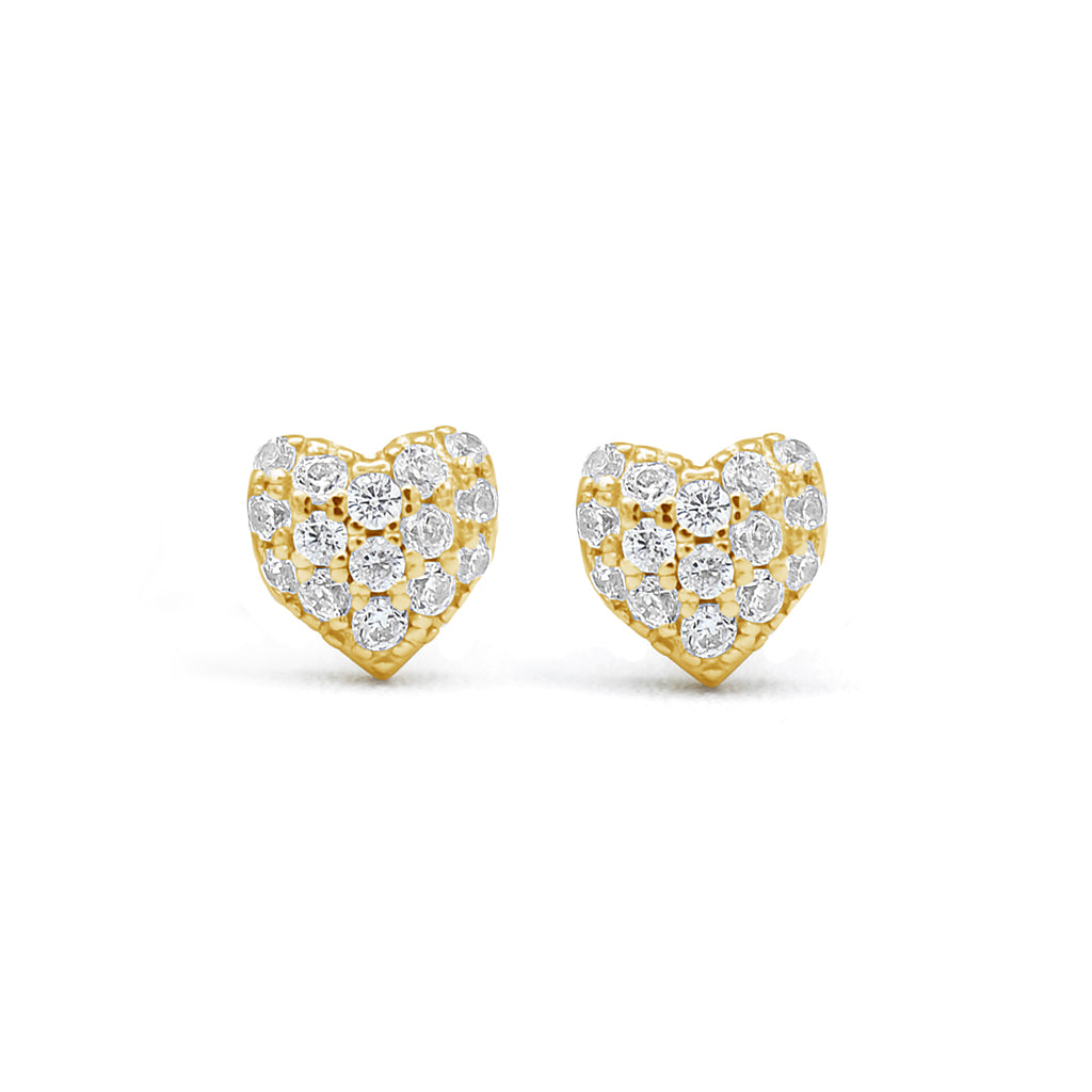 Gold Presidents Earrings Yellow Gold Heart Shape Stud Earrings