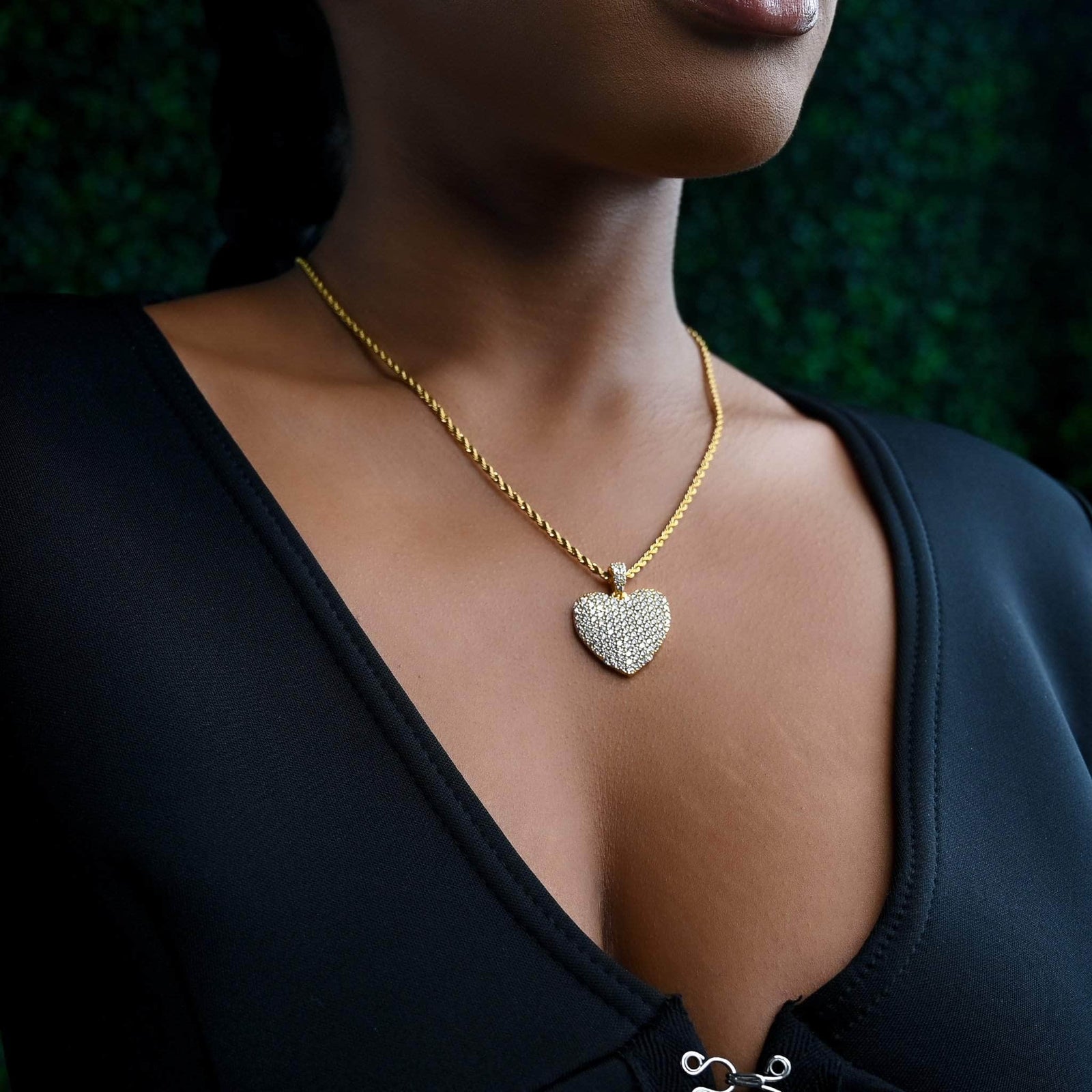 Gold Presidents Emoji Pendant 18" Rope Chain - 2mm Iced heart necklace