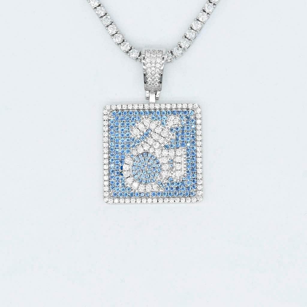 Gold Presidents Emoji Pendant Wheelchair Blue Iced Emoji Pendant