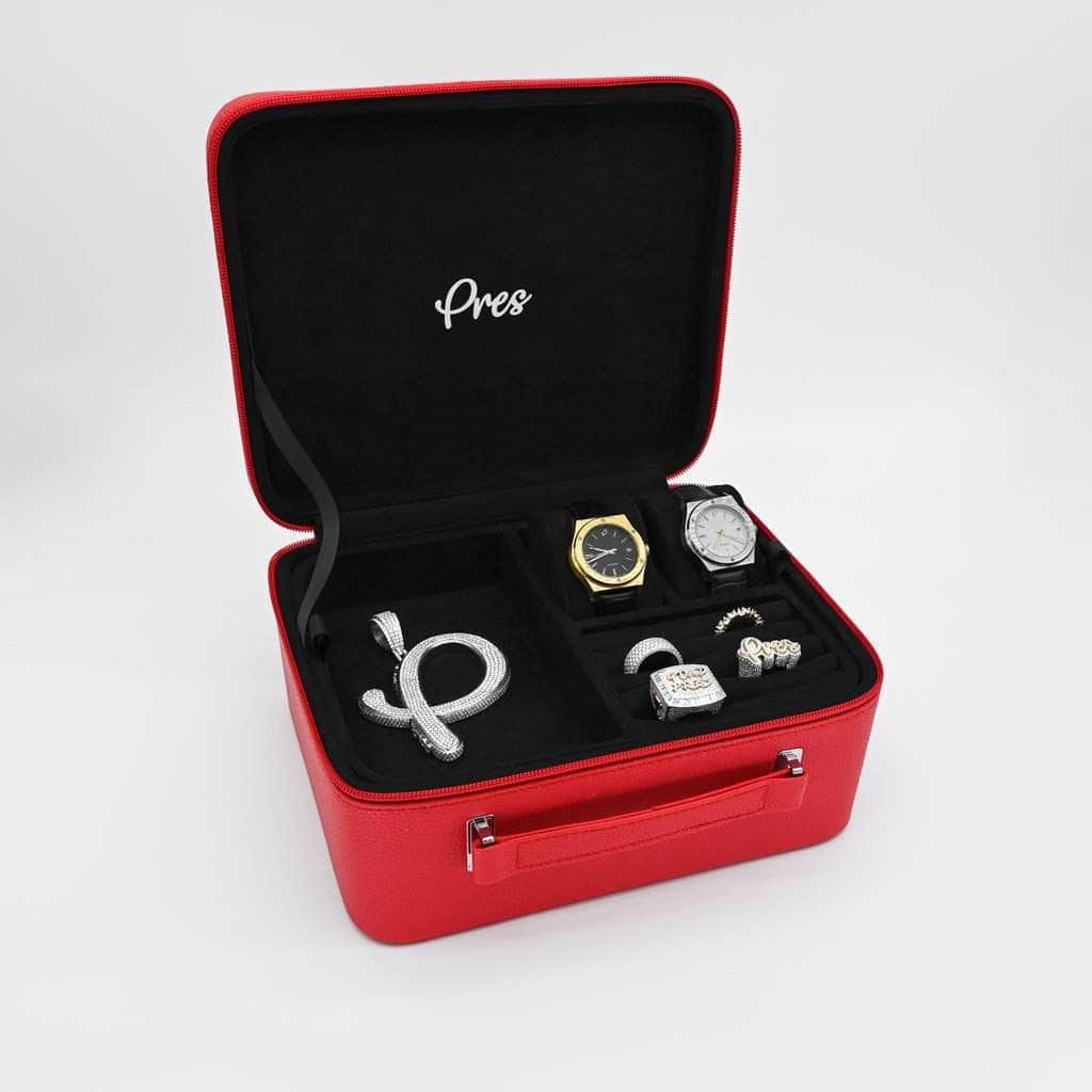 Gold Presidents Extra Pres Jewelry Box Red