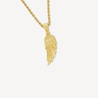 Pendentif Plume d'Ange - Or jaune / Chaîne de corde de 18 po - 2 mm