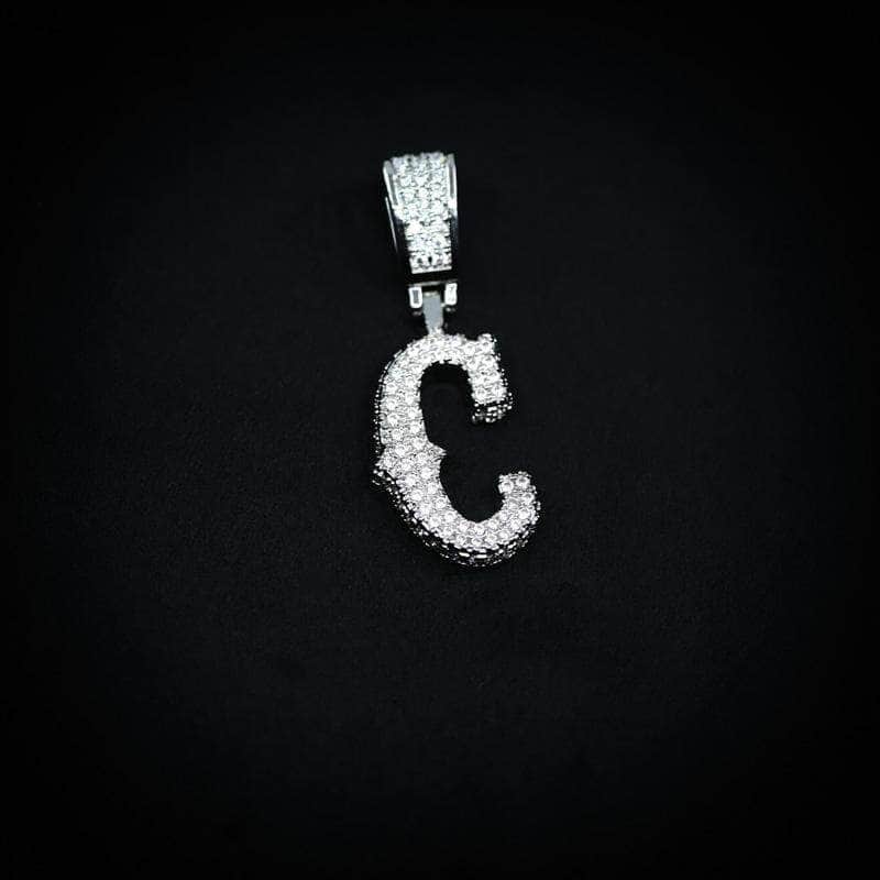 Gold Presidents Initial Necklace C Single Western Font Letter Pendant