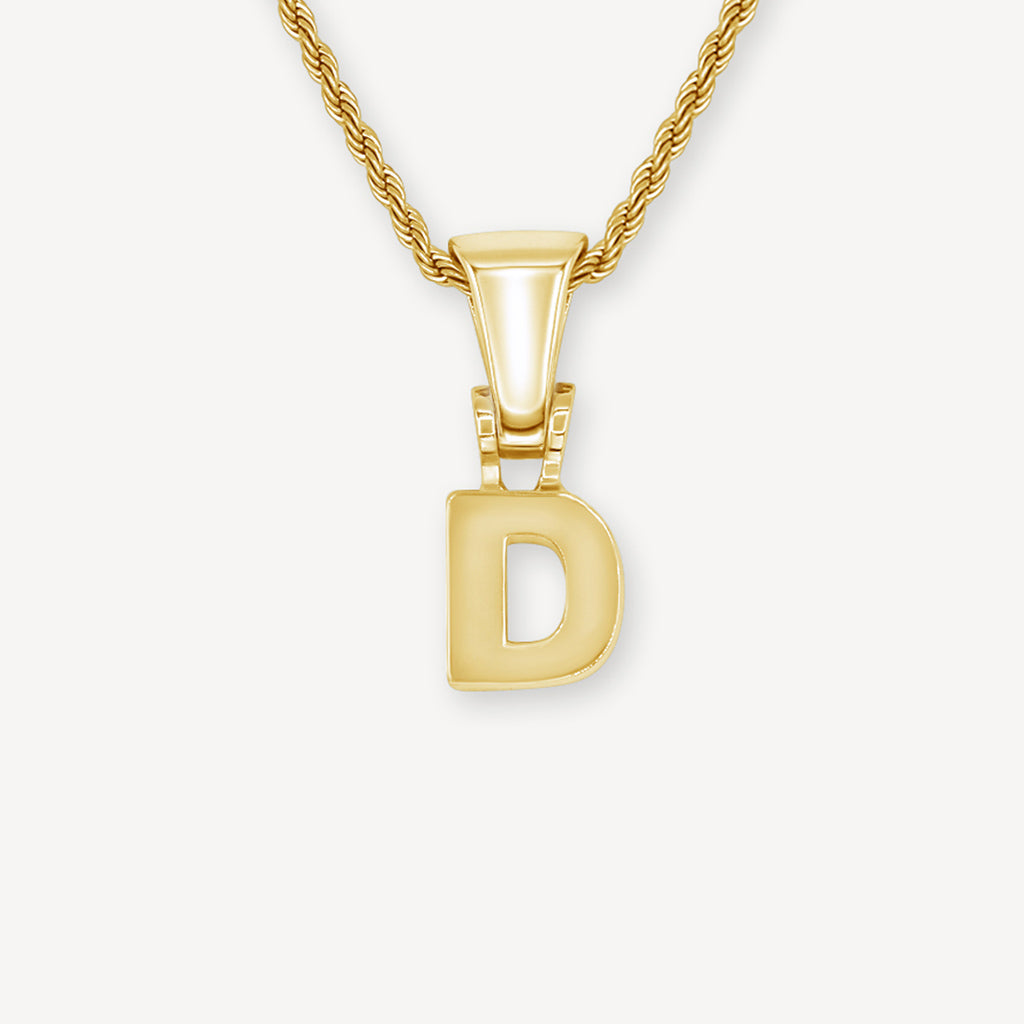 Gold Presidents Initial Necklace D Single Gold Block Letter