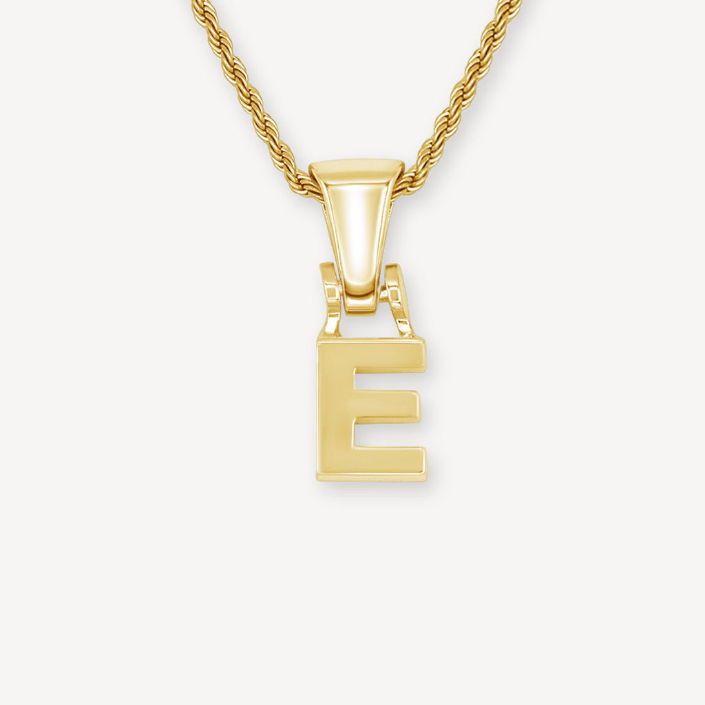 Gold Presidents Initial Necklace E Single Gold Block Letter