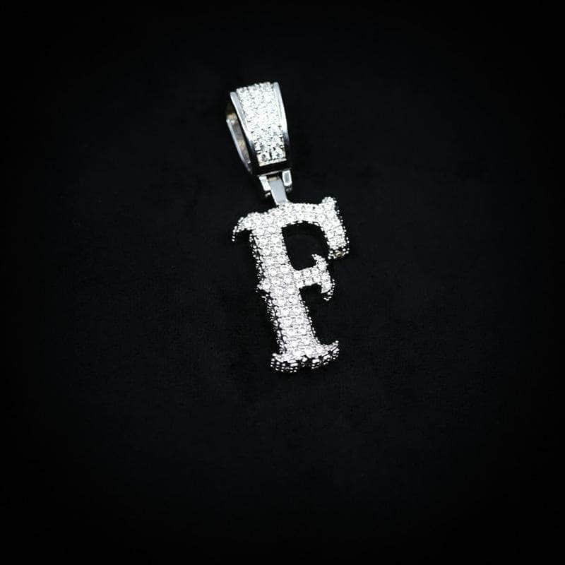 Gold Presidents Initial Necklace F Single Western Font Letter Pendant