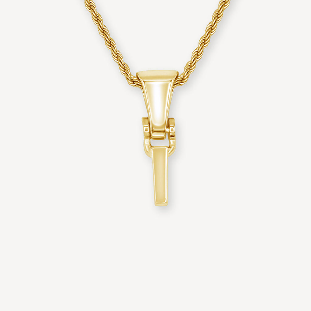 Gold Presidents Initial Necklace I / 18" Rope Chain - 2mm Yellow Gold Block Letter Necklace