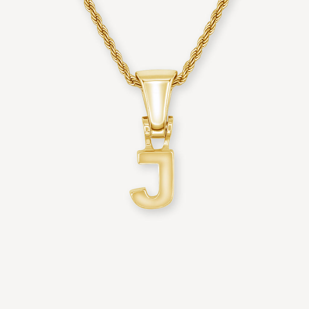 Gold Presidents Initial Necklace J Single Gold Block Letter