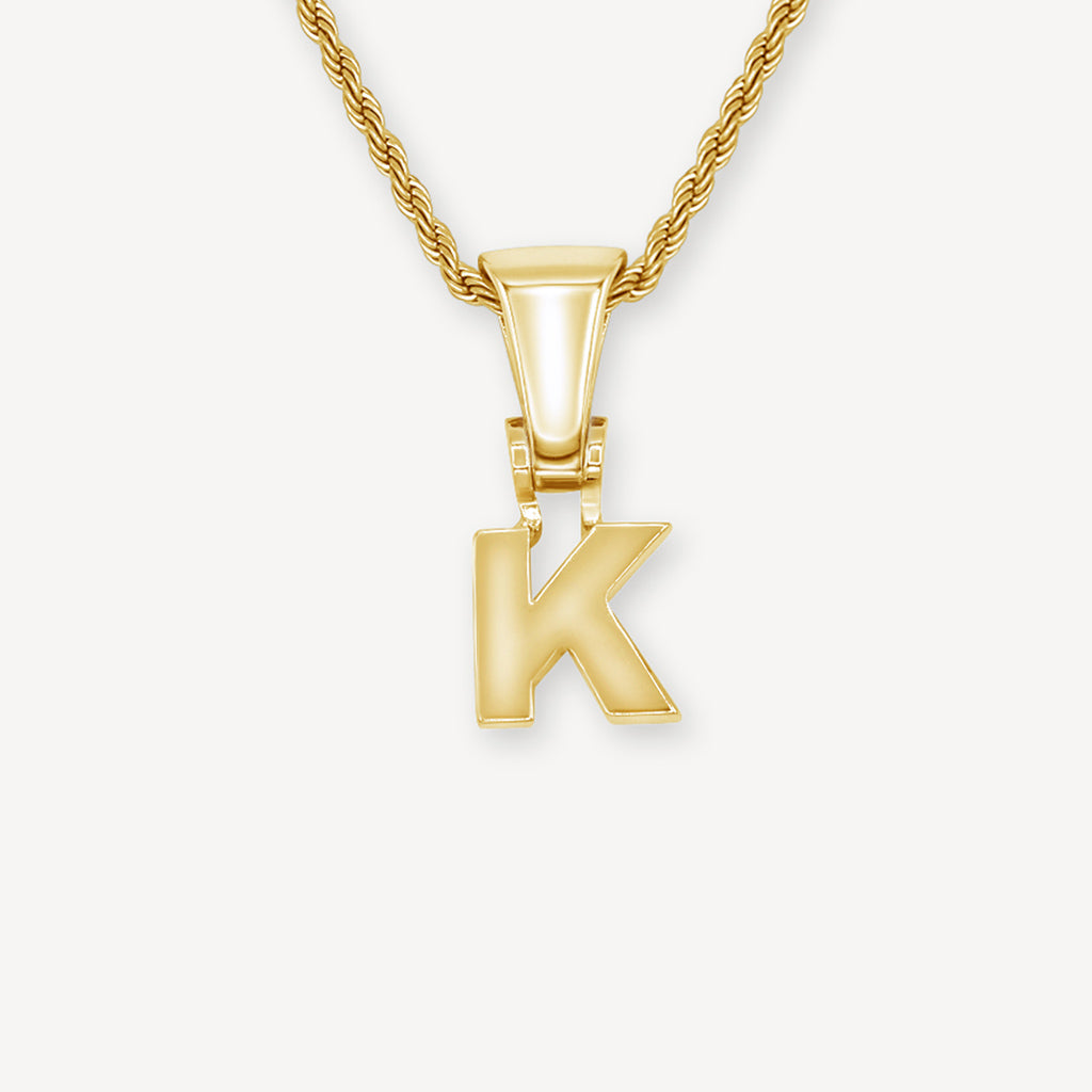 Gold Presidents Initial Necklace K Single Gold Block Letter