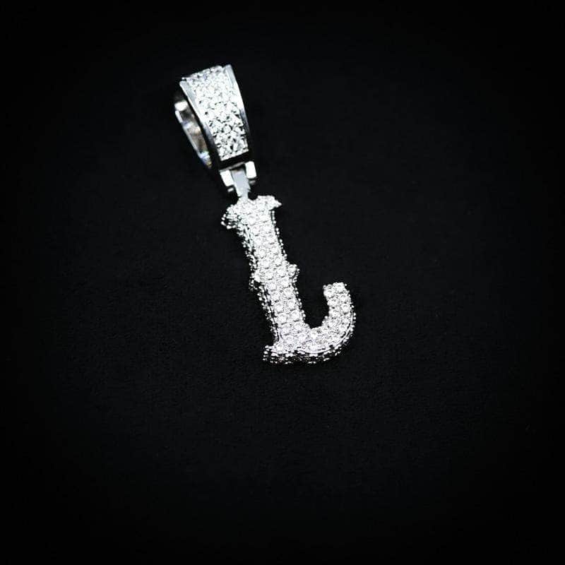 Gold Presidents Initial Necklace L Single Western Font Letter Pendant