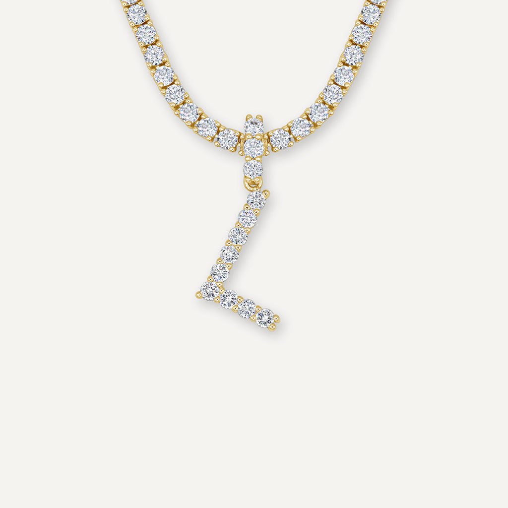 Gold Presidents Initial Necklace L / White Gold Diamond Initial Necklace