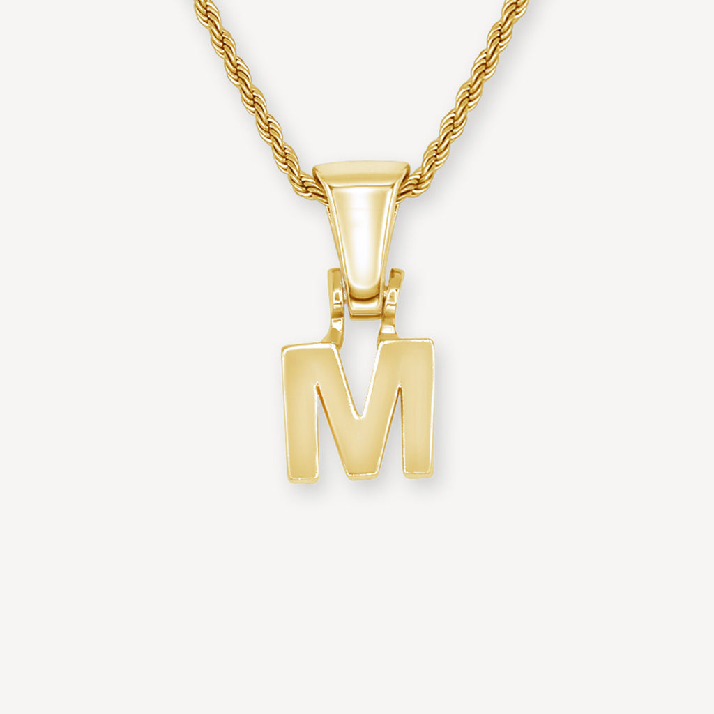 Gold Presidents Initial Necklace M Single Gold Block Letter