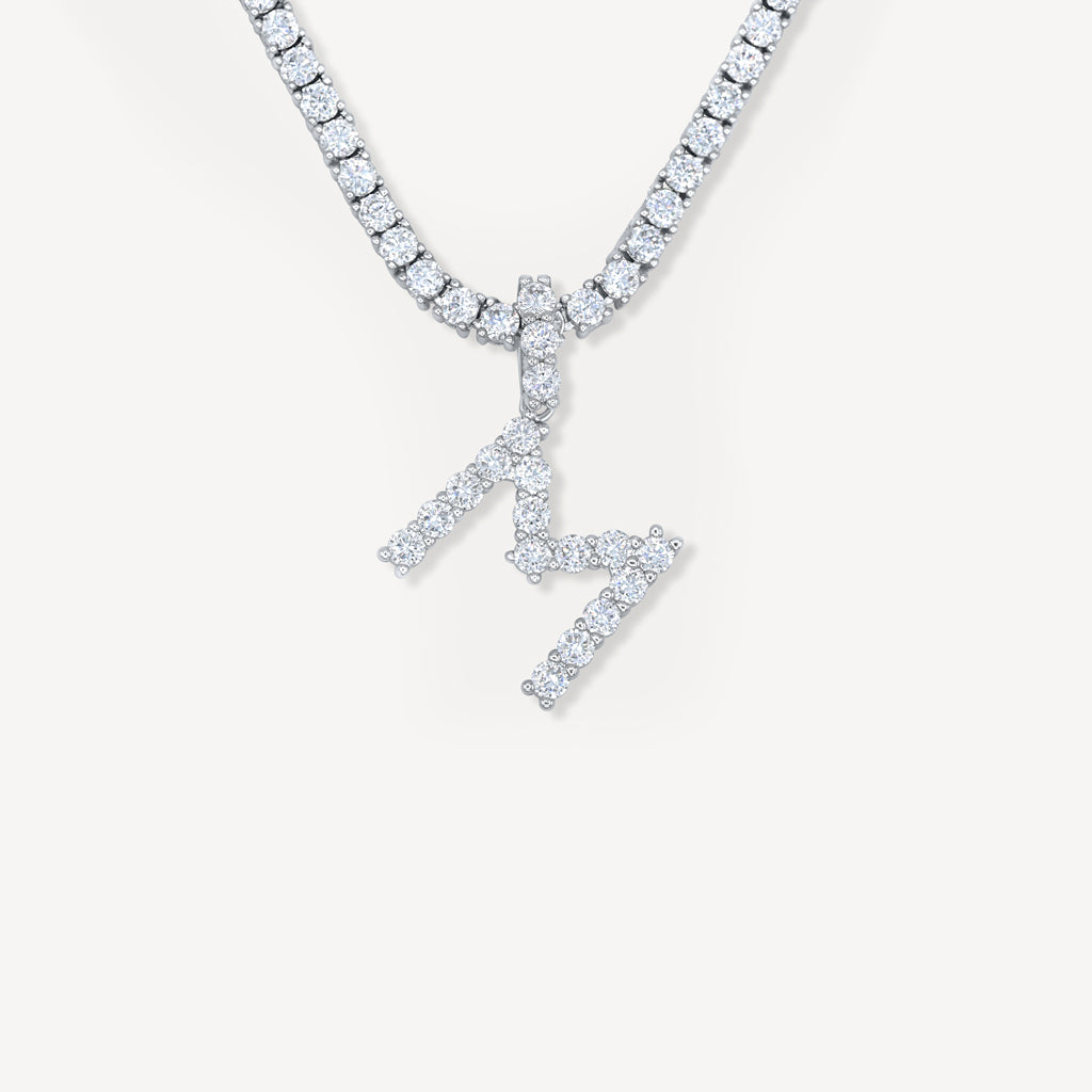 Gold Presidents Initial Necklace M / White Gold Single Diamond Letter