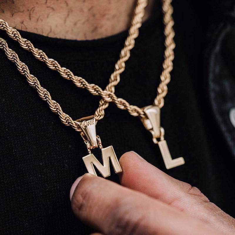 Gold Presidents Initial Necklace Yellow Gold Block Letter Necklace