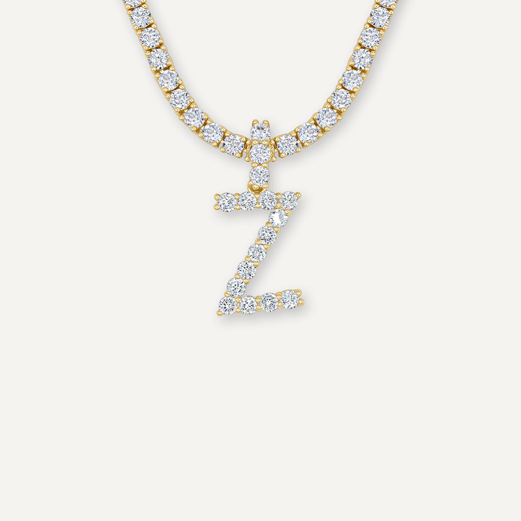 Gold Presidents Initial Necklace Z / White Gold Diamond Initial Necklace