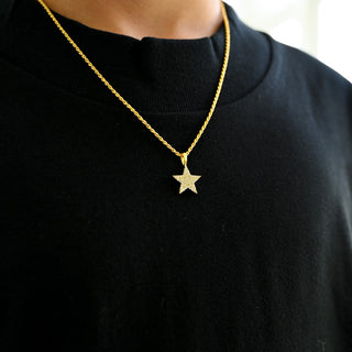 Kids Gold Star Necklace - Sterling Silver / White Gold / 14" Rope Chain