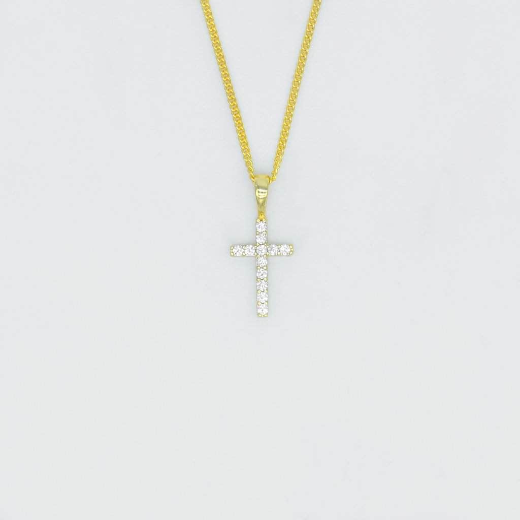 Gold Presidents Mini Diamond Pendant White Gold Small Cross Necklace