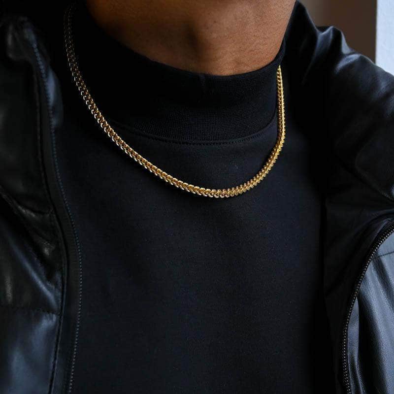 Gold Presidents Necklace 18&quot; / Yellow Gold / 14k Gold Plated Gold Franco Chain 4mm