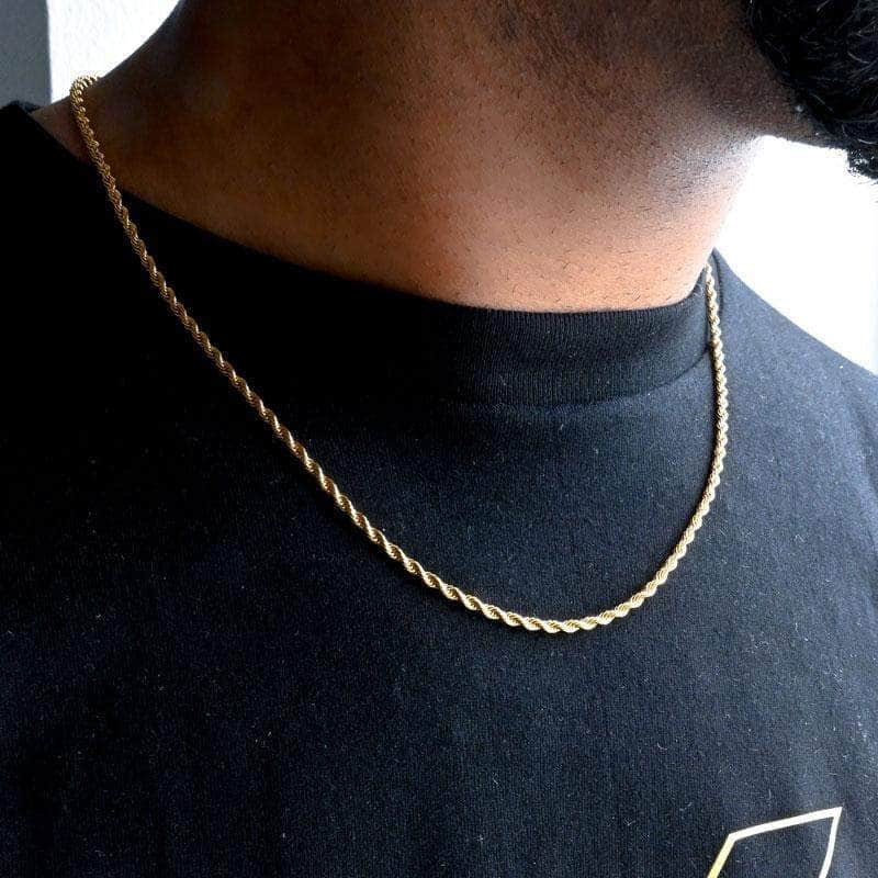 Plated Gold Chain Mens Necklace Gold Rope Chain 2mm Gold