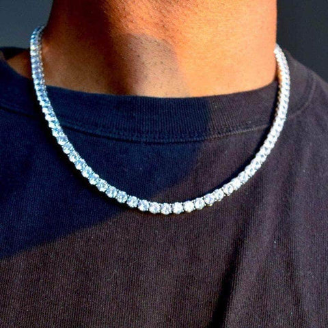 5mm Round Cut Tennis Necklace in White Gold