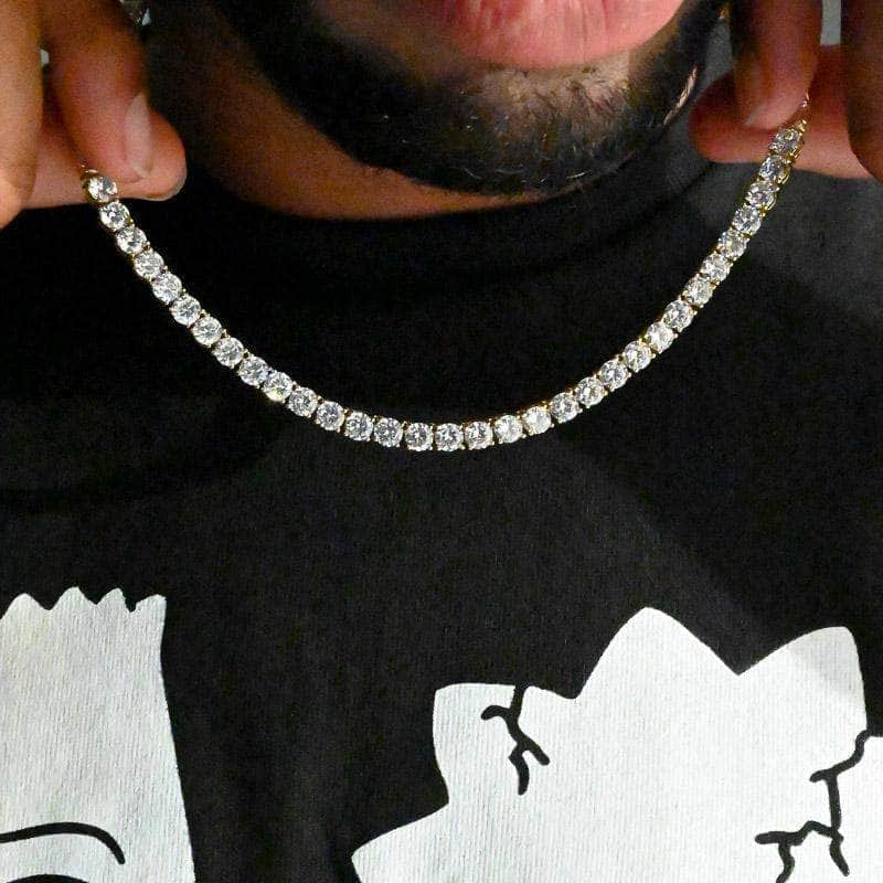 Gold Presidents Necklace 5mm Tennis Necklace in Yellow Gold