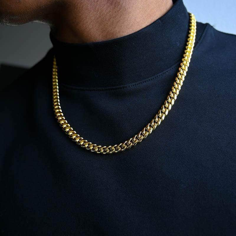 Gold Miami Cuban Link Chain (8mm) in Yellow Gold - Pres