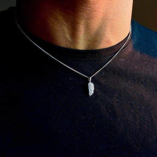 Pendentif aile de plume d'ange - Argent sterling / Or blanc