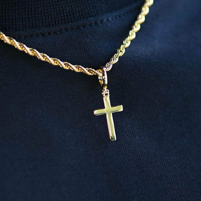 Gold Presidents Necklace Yellow Gold / 18" 2mm Rope Chain Gold Cross Necklace (Mini)