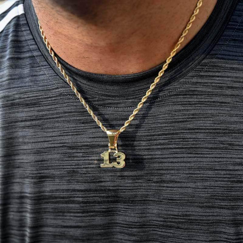 Custom Yellow Gold Block Numbers Necklace | Gold Presidents