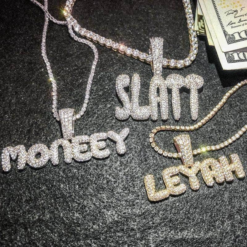Gold Presidents Pendant Custom Bubble Letter Necklaces